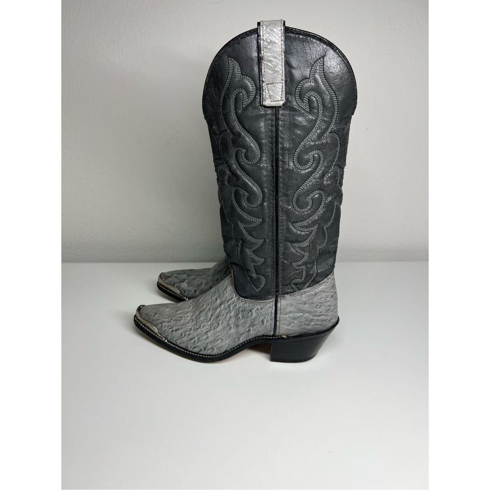 Vintage Leather Cowboy Boots Gray Size 7.5 Medium